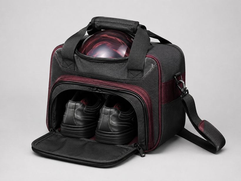 Embroidered single-ball bowling tote bag with team logo