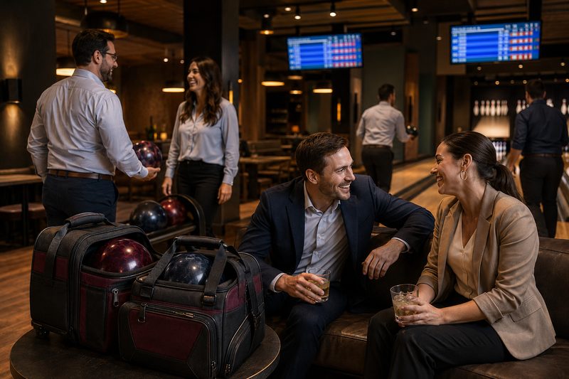 Branded bowling bags for a corporate team night and company event