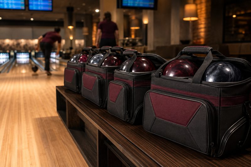 Matching custom embroidered bowling bags for a bowling league team